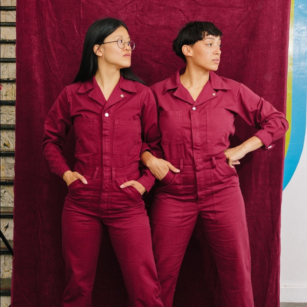 LIKE NEW Big Bud Press Cranberry Long Sleeve Jumpsuit